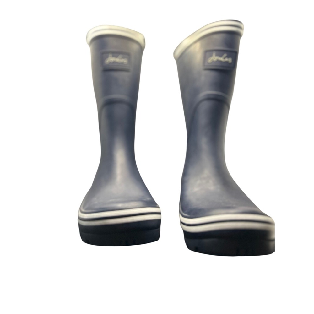 Joules Coastal Rain Boots Size US 6 UK 4 EU 37 Blue White Stripe Kids‎ Wellies